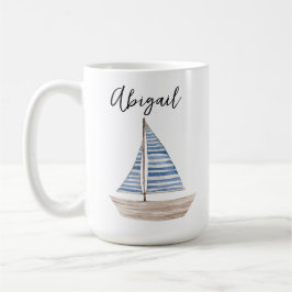Caneca De Café Mug de veleiro personalizado com aquarela