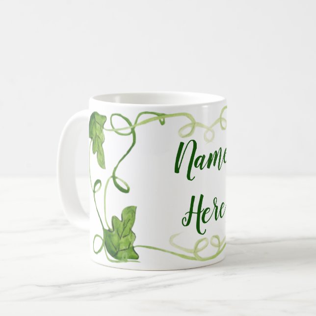 Caneca De Café Mug de Vinha Verde Personalizado (Frente Esquerda)