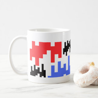 Caneca De Café Mug décoratif pixels rouge et bleu.