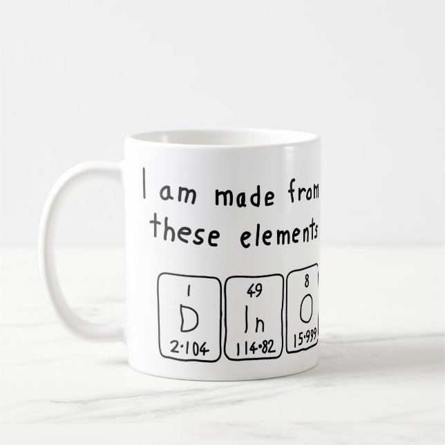 Caneca De Café Mug do nome da mesa periódica do Dino (Esquerda)