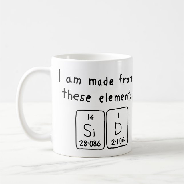 Caneca De Café Mug do nome da mesa periódica Sid (Esquerda)