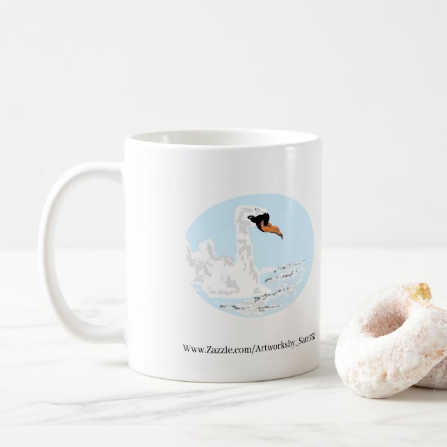 Caneca De Café Mug: Dois Swans Nadando (Com Donut)