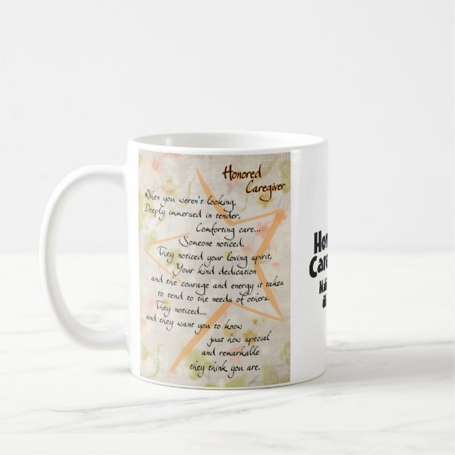 Caneca De Café Mug e poema de cuidador honrado (Esquerda)
