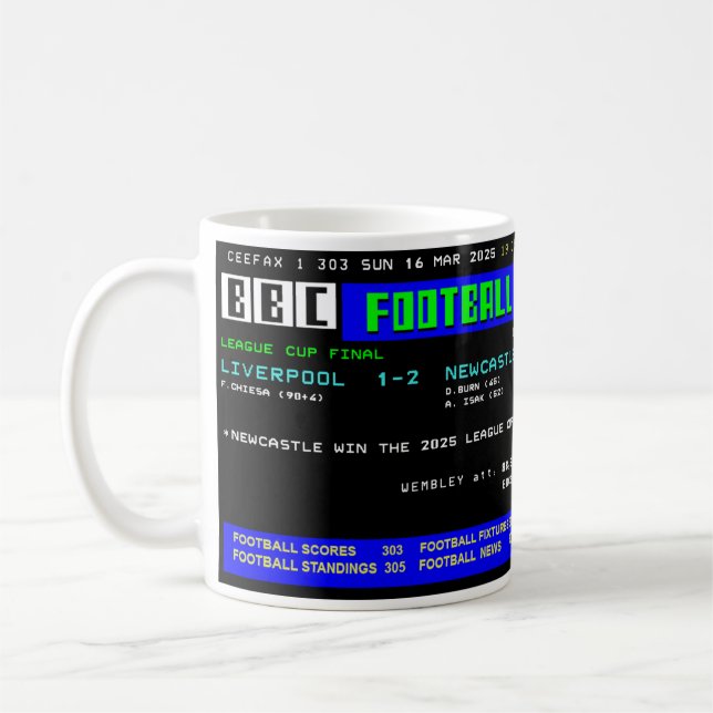 Caneca De Café Mug Final de Futebol Retro - Ceefax Design (Esquerda)