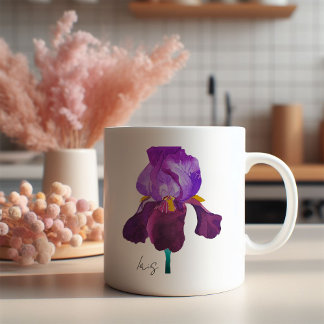 Caneca De Café Mug fleur iris violet aquarelle