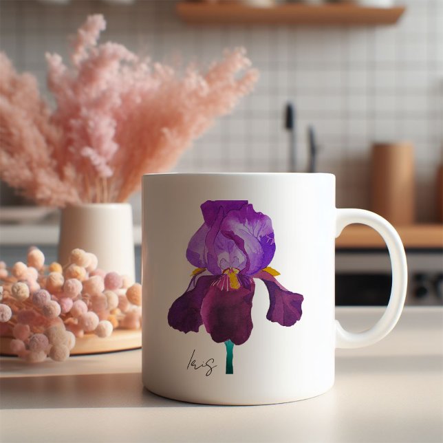 Caneca De Café Mug fleur iris violet aquarelle (Mug fleur iris violette aquarelle)