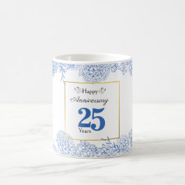 Caneca De Café Mug Floral Azul Personalizado - Ano Personalizável