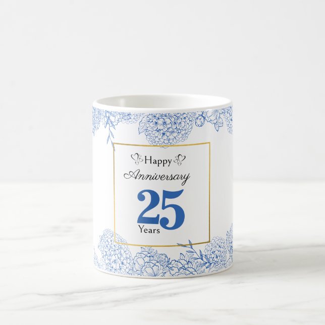 Caneca De Café Mug Floral Azul Personalizado - Ano Personalizável (Centro)