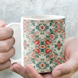 Caneca De Café Mug Floral De Algodão