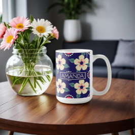 Caneca De Café Mug Floral de Café Personalizado com Nome
