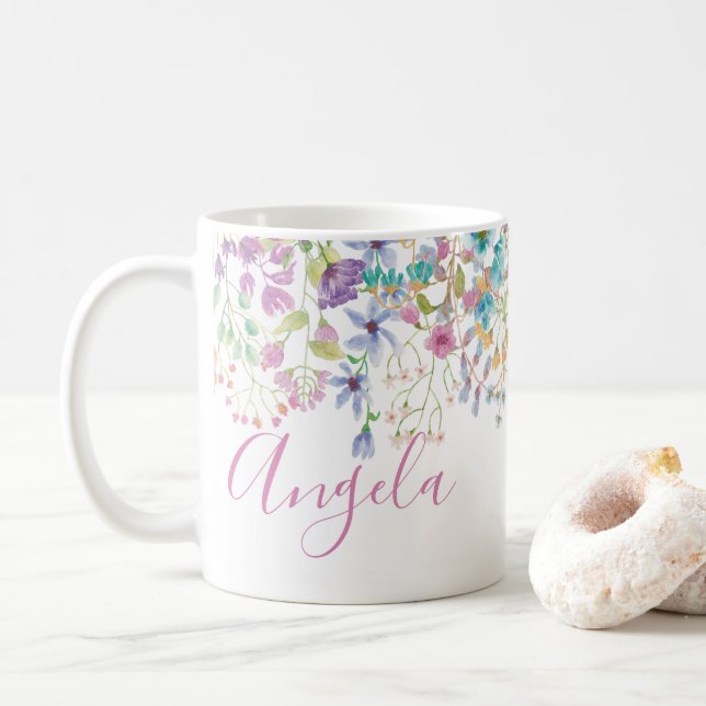 Caneca De Café Mug Floral de Campo (Com Donut)