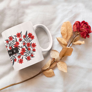 Caneca De Café Mug floral moderno com nome