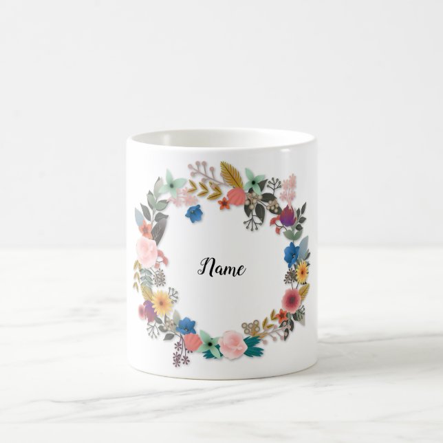 CANECA DE CAFÉ MUG FLORAL PERSONALIZADO (Centro)
