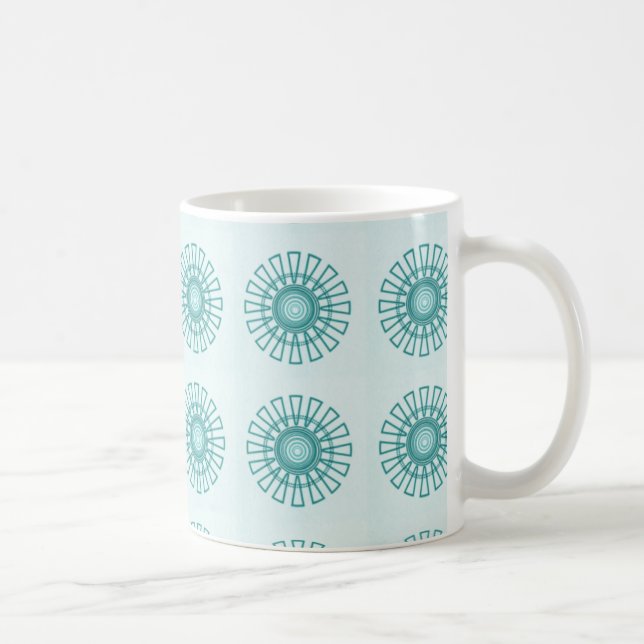 Caneca De Café Mug Floral Retro, Teal (Direita)