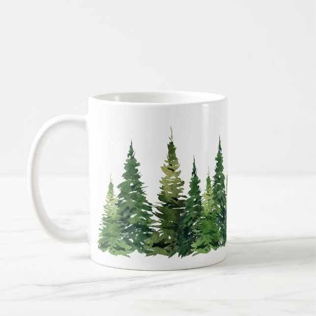 Caneca De Café Mug - Floresta de Aquarela (Esquerda)