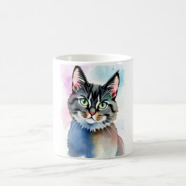 Caneca De Café Mug Gato De Cores Aquáticas Encantado - Mística E