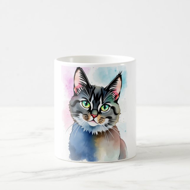 Caneca De Café Mug Gato De Cores Aquáticas Encantado - Mística E  (Centro)