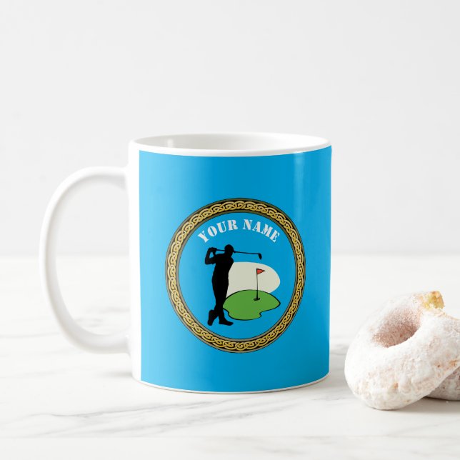 Caneca De Café Mug Golf - Adicionar Nome - Golfer (Com Donut)