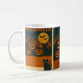 Caneca De Café Mug Halloween com Gato Negro, Bombeiros e Cheio M