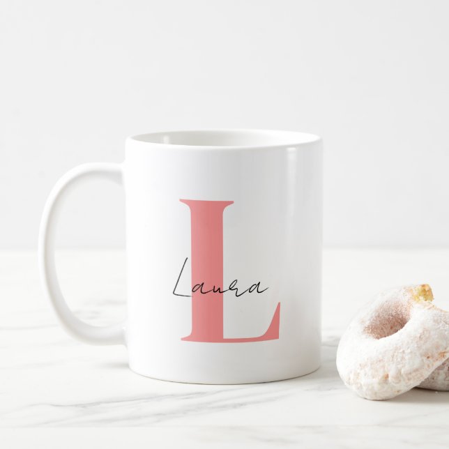 Caneca De Café Mug Inicial Personalizado com Presente Personaliza (Com Donut)