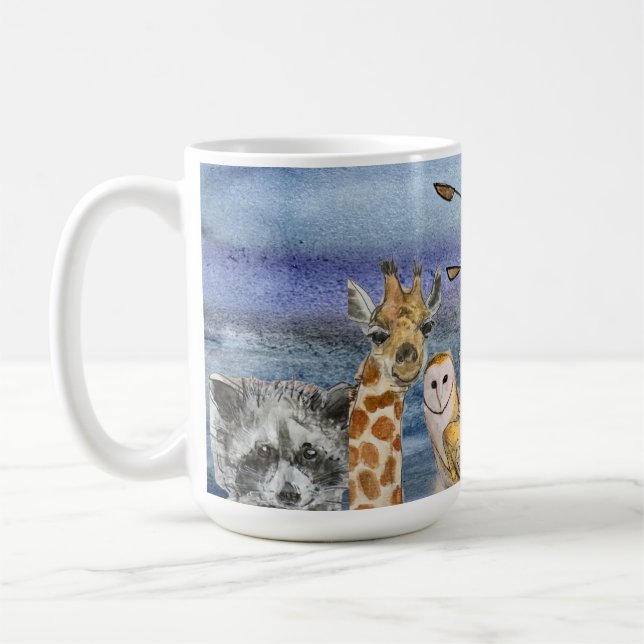 Caneca De Café Mug: Joanna Flying Over Animals (Esquerda)