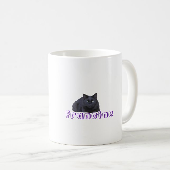 Caneca De Café Mug - Letra com Cat e Nome Pretos (Frente Esquerda)