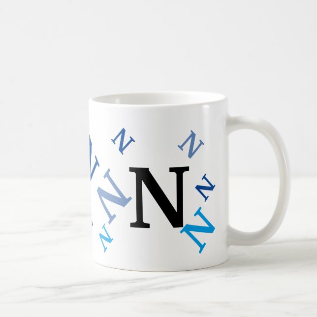 Caneca De Café Mug - Letras embaralhadas em azul (Direita)