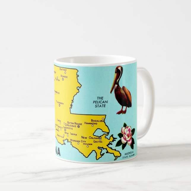 Caneca De Café Mug Louisiana - Estado do Pelicano (Frente Esquerda)
