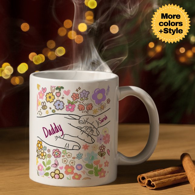 Caneca De Café Mug Mãe Personalizado - Mãos E Efeito 3D Cardíaco  (Personalized Mom Mug - Hands & Heart 3D Effect Gift)