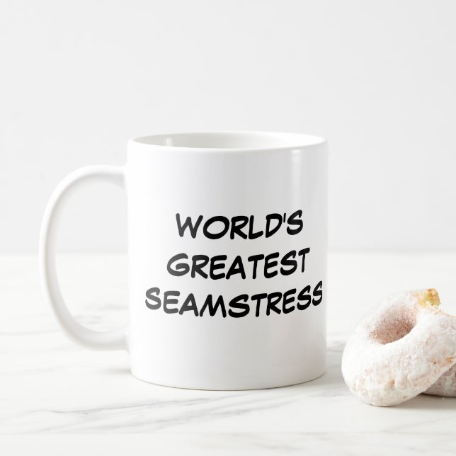 Caneca De Café Mug "Maior Seamstress do Mundo" (Com Donut)