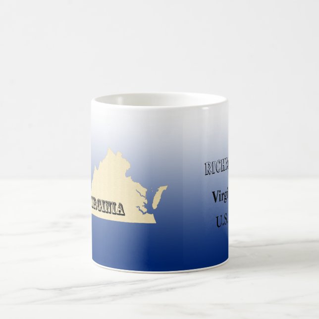 Caneca De Café Mug - Mapa do Estado da Virgínia com Cidade (Centro)