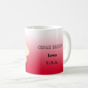Caneca De Café Mug - Mapa do Estado de Iowa com Cidade