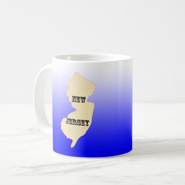 Caneca De Café Mug - Mapa do Estado de Nova Jersey com City (Frente Esquerda)