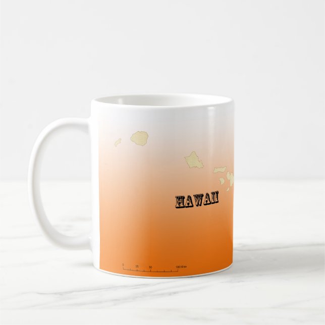 Caneca De Café Mug - Mapa do Estado do Havaí com Cidade (Esquerda)