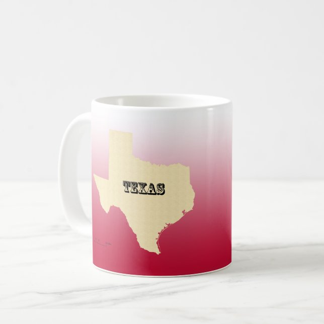 Caneca De Café Mug - Mapa do Estado do Texas com Cidade (Frente Esquerda)