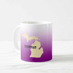 Caneca De Café Mug - Mapa Estatal de Michigan com Cidade
