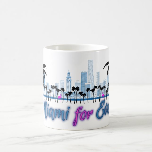 Caneca De Café Mug Miami Skyline Néon (Centro)