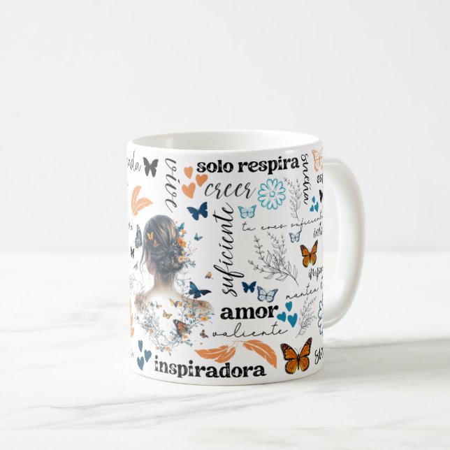 Caneca De Café Mug Motivacional de Afirmação Espanhola (Frente Esquerda)