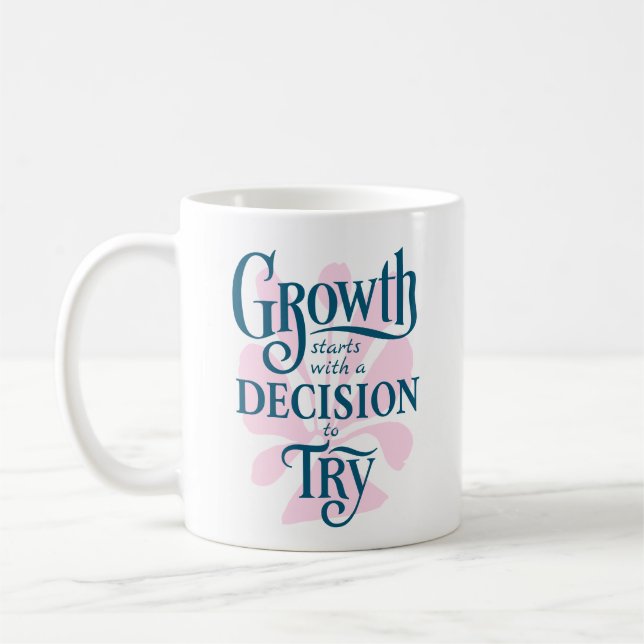 Caneca De Café Mug Motivacional - O Crescimento Começa (Esquerda)