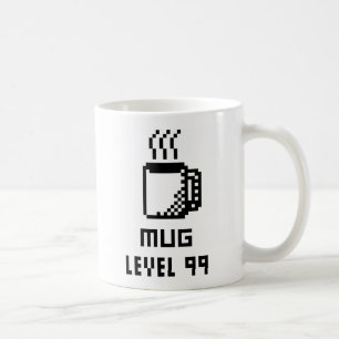 Caneca De Café Mug Nível 99, Pixel Art Mug de 8 bits