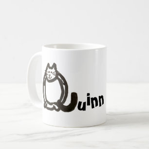 Caneca De Café Mug - Nome com Letra Cat Inicial Q