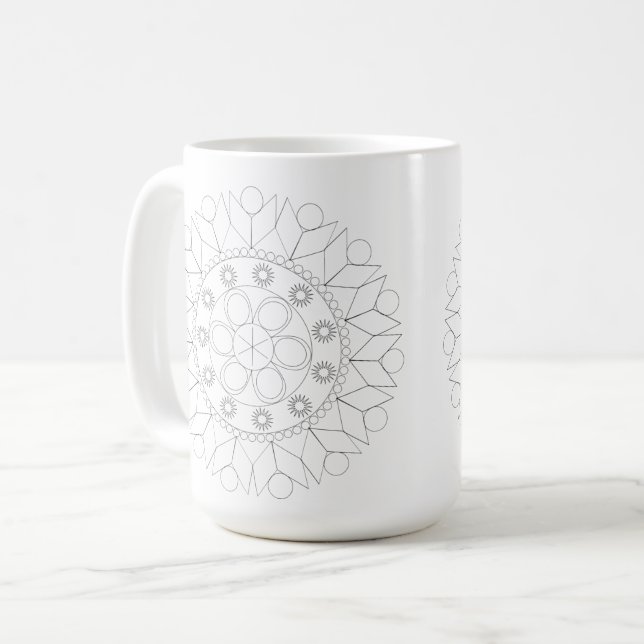 Caneca De Café Mug - Padrão Elegante de Mandala para Cor (Frente Esquerda)