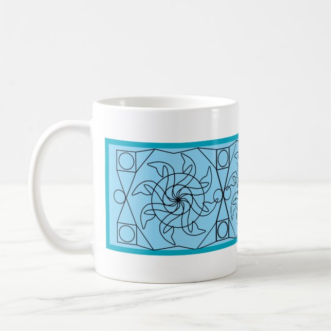 Caneca De Café Mug - Padrão Gráfico de Roda-Água (Esquerda)