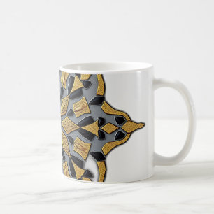 Caneca De Café Mug - padrão quadrado amarelo e azul