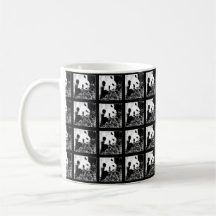 Caneca De Café Mug, Pandas Pop, Pandas Giant, preto e branco