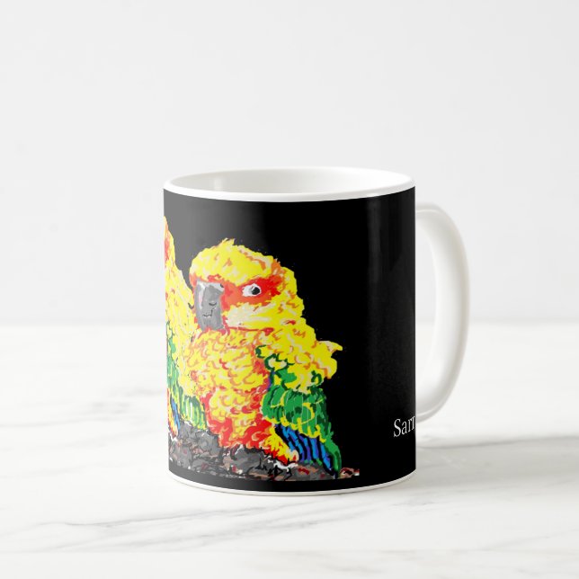 Caneca De Café Mug: Parrots (Frente Esquerda)