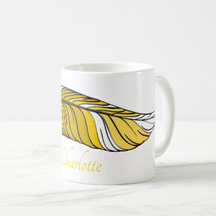 Caneca De Café Mug - Pena e nome em amarelos