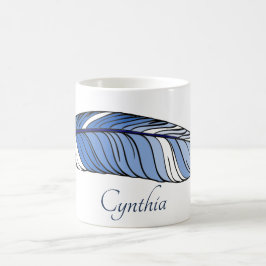 Caneca De Café Mug - Pena e nome em Blues