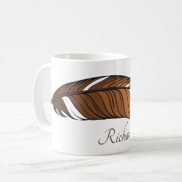 Caneca De Café Mug - Pena e nome em Browns