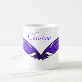 Caneca De Café Mug - Penas Roxas e Nome